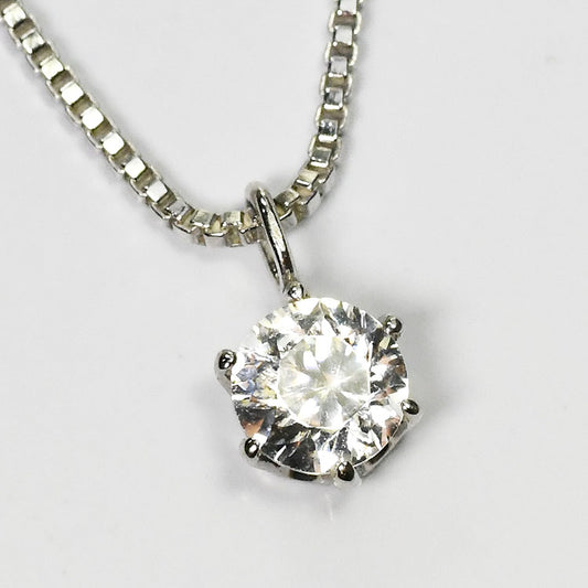 【侍ダイヤモンド】天然ダイヤモンド0.2ct 一粒ネックレス H&C G～Iカラー VS～SIクラス プラチナカラー ダイヤモンドネックレス 「ソリティア2」