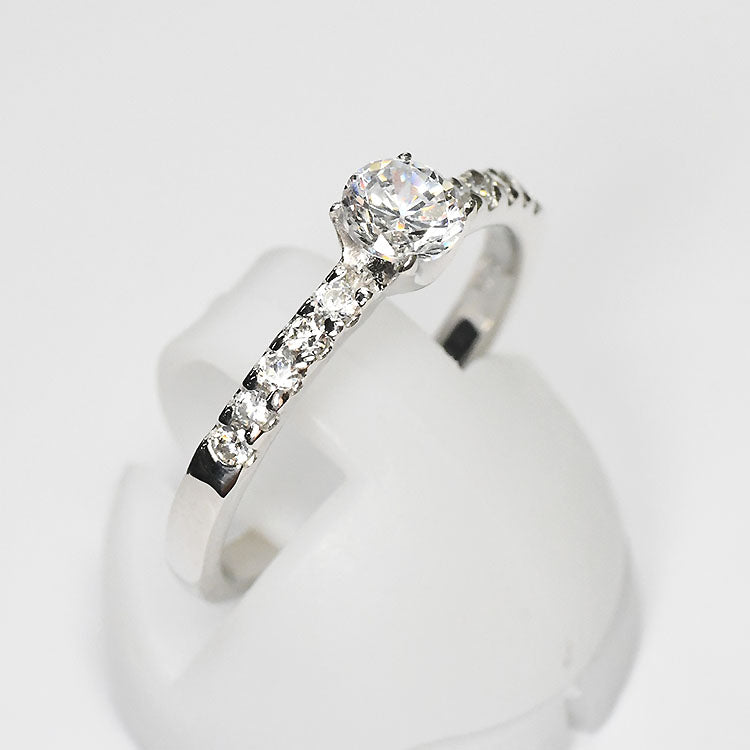 【侍ダイヤモンド】天然ダイヤモンド0.5ct エンゲージリング H&C G～Iカラー VS～SIクラス プラチナカラー 婚約指輪 ダイヤモンドリング 「エレガンス5」