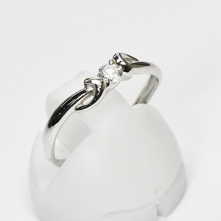 【侍ダイヤモンド】天然ダイヤモンド0.1ct エンゲージリング H&C G～Iカラー VS～SIクラス プラチナカラー 婚約指輪 ダイヤモンドリング 「リボン」