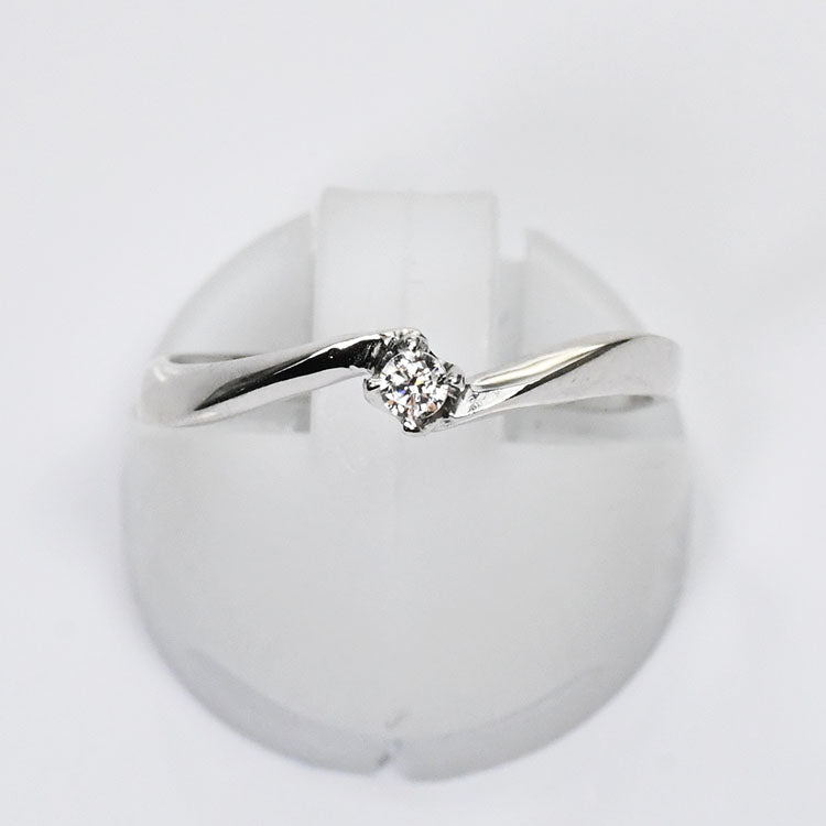 【侍ダイヤモンド】天然ダイヤモンド0.05ct エンゲージリング H&C G～Iカラー VS～SIクラス プラチナカラー 婚約指輪 ダイヤモンドリング 「ウェービア」