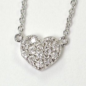 K10WG・ダイヤモンド0.1ct ハートパヴェペンダント（ネックレス