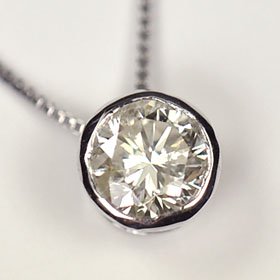 K10WG・ダイヤモンド0.2ct（SIクラス・鑑別書カード付）　フセコミペンダント（ネックレス） ダイヤモンド ネックレス ホワイトゴールド