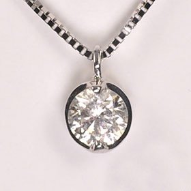 K18WG・ダイヤモンド0.2ct（SIクラス・鑑別書付）　２点留めベゼルペンダント（ネックレス）