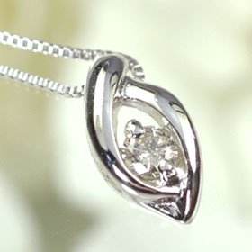 K18WG・ダイヤモンド0.07ct　シンプルペンダント（ネックレス）