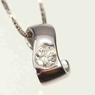 K18WG・ダイヤモンド0.08ct　ツイストペンダント（ネックレス）