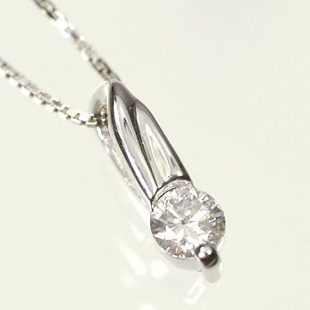 K18WG・ダイヤモンド0.1ct　シンプルペンダント（ネックレス）