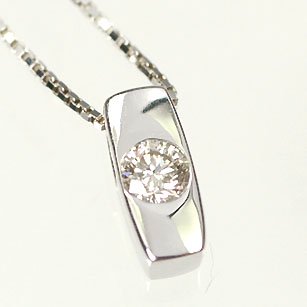 K18WG・ダイヤモンド0.1ct　シンプルペンダント（ネックレス）