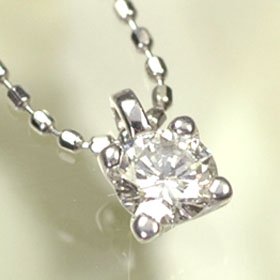 K18WG・ダイヤモンド0.18ct（Hカラー・SI2・GOOD・ソーティング付）　シンプルペンダントD（ネックレス）