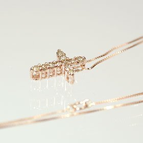 K10PG・ダイヤモンド0.2ct クロスペンダント（ネックレス） ダイヤモンド ネックレス クロス ピンクゴールド