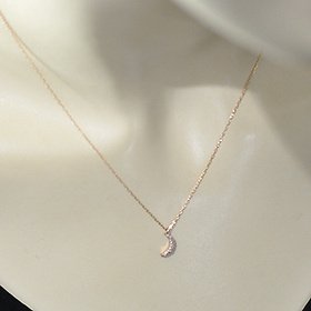 K10PG・ダイヤモンド0.03ct　ムーンパヴェペンダント（ネックレス）