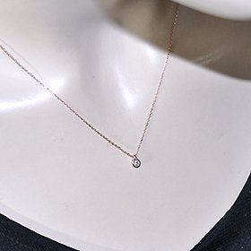 K10PG・ダイヤ0.03ct　プチドロップネックレス