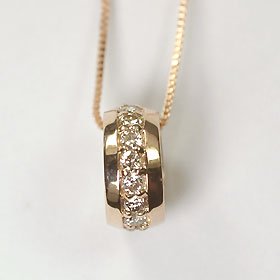 K18PG・ダイヤモンド0.2ct　エタニティーペンダント（ネックレス）