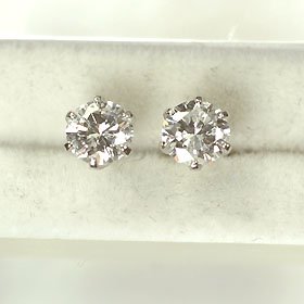 プラチナ・ダイヤモンド0.4ct（H・SIクラス・鑑定カード付） スタッドピアス 一粒ピアス