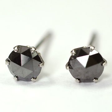 プラチナ・ブラックダイヤモンド0.5ct　ローズカットピアス