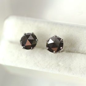 プラチナ・ブラックダイヤモンド0.5ct　ローズカットピアス