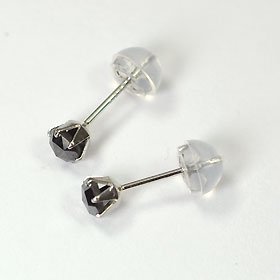 プラチナ・ブラックダイヤモンド0.5ct　ローズカットピアス