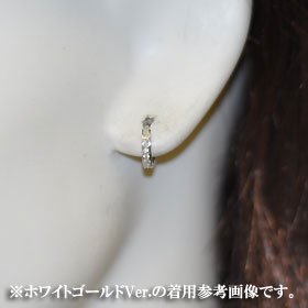 天然ダイヤモンド0.1ct×イエローゴールド　ハーフエタニティー中折れピアス