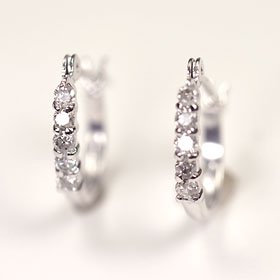 天然ダイヤモンド0.2ct×ホワイトゴールド エタニティーピアス エタニティ フープ クロッシング ピアス