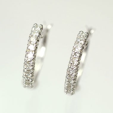 天然ダイヤモンド0.3ct×ホワイトゴールド エタニティーピアス エタニティ フープ クロッシング ピアス