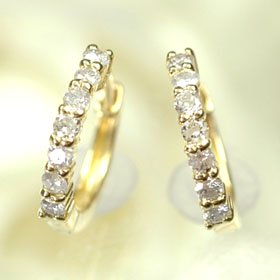 K18・ダイヤモンド0.2ct　ハーフエタニティーピアス