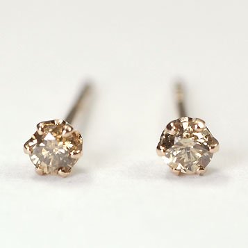 K18PG・ブラウンダイヤモンド0.1ct　スタッドピアス