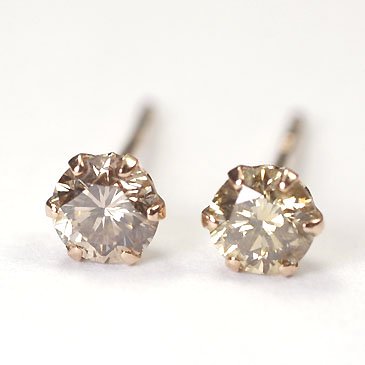 K18PG・ブラウンダイヤモンド0.3ct　スタッドピアス