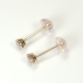 K18PG・ブラウンダイヤモンド0.3ct　スタッドピアス