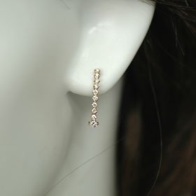 K18PG・ダイヤモンド0.3ct　セミロングピアス