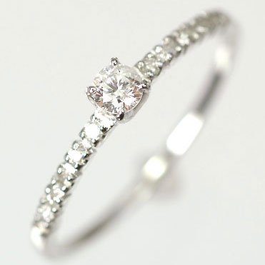 天然ダイヤモンド0.15ct×ホワイトゴールド エレガンスリング 婚約指輪 プロポーズリング