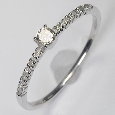 K10WG ダイヤモンド0.15ct（SIクラス・鑑別書カード付） エレガンスリング 婚約指輪