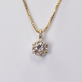 K18・ダイヤモンド0.1ct（SIクラス・鑑別書カード付） ダイヤモンド ネックレス  一粒 18金イエローゴールド