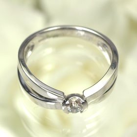 K18WG・ダイヤモンド0.18ct（Hカラー・SI・GOOD・中宝鑑定ソーティング付）　シンプルリングC