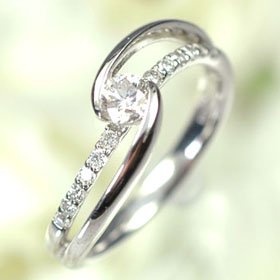 プラチナ・ダイヤモンド0.34ct（Hカラー・SI・GOOD・中宝鑑定ソーティング付・0.18ct＋0.16ct）　エレガンスリング