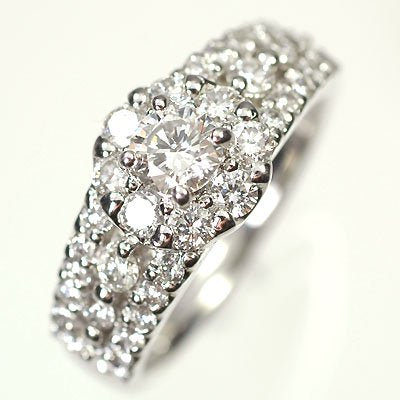 プラチナ・ダイヤモンド1.0ct（Hカラー・SI・GOOD・0.3ct・鑑定書付＋0.7ct）　ロイヤルリング