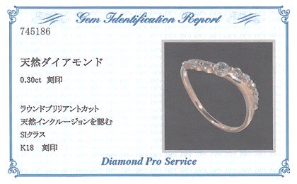 K18PG・ダイヤモンド0.3ct（SIクラス・鑑別書カード付）　アニバーサリー10リング