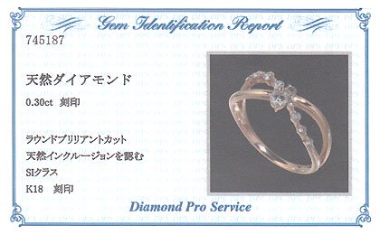 K18PG・ダイヤモンド0.3ct（SIクラス・鑑別書カード付）　アニバーサリー10リング