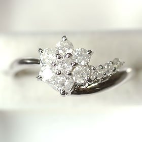 プラチナ ダイヤモンド0.5ct スウィートフラワー10リング スウィートテン ダイヤモンド 指輪