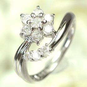 プラチナ ダイヤモンド0.5ct スウィートフラワー１０リング スウィートテン ダイヤモンド 指輪