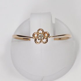 K18PG・ダイヤモンド0.02ct フラワーリング – キュートジュエリー