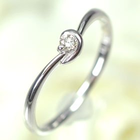 K18WG・ダイヤモンド0.05ct　シンプルリング