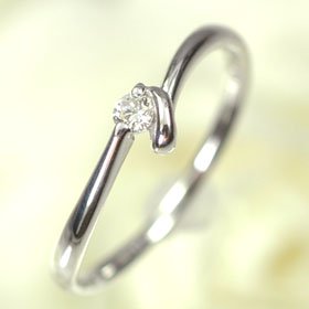 K18WG・ダイヤモンド0.05ct　シンプルリング