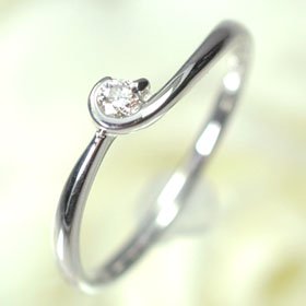 K18WG・ダイヤモンド0.05ct　シンプルリング