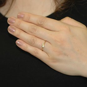 K18YG・ダイヤモンド0.09ct　シンプルリング