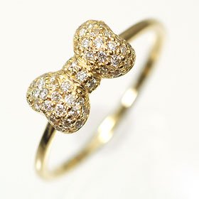 K18YG・ダイヤモンド0.22ct　リボンパヴェリング