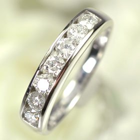 K18WG・ダイヤモンド0.5ct　一文字リング 1カラット