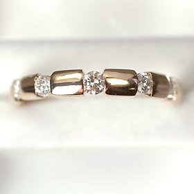 K18PG・ダイヤモンド0.2ct　５ストーンリング