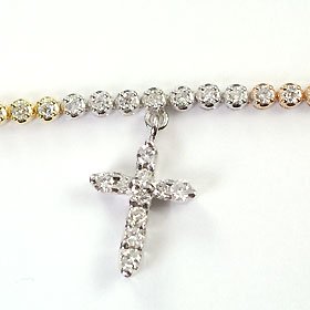 K18PG＆K18WG＆K18YG・ダイヤモンド1.0ct　3カラークロス付ブレスレット