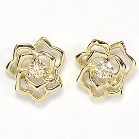 K18・ダイヤモンド0.1ct　ローズピアス