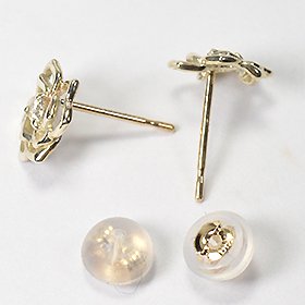 K18・ダイヤモンド0.1ct　ローズピアス