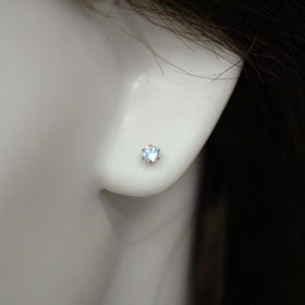 【3mm】ブルームーンストーンのシンプルスタッドピアス K14WG